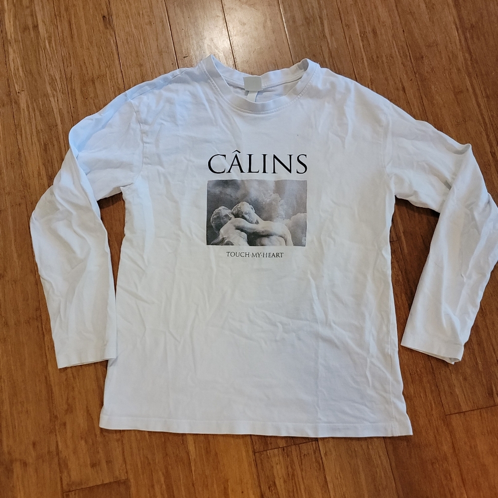 HM Calins (Hug) Touching My Heart White Long T Shirt Size XS - Picture 1 of 4